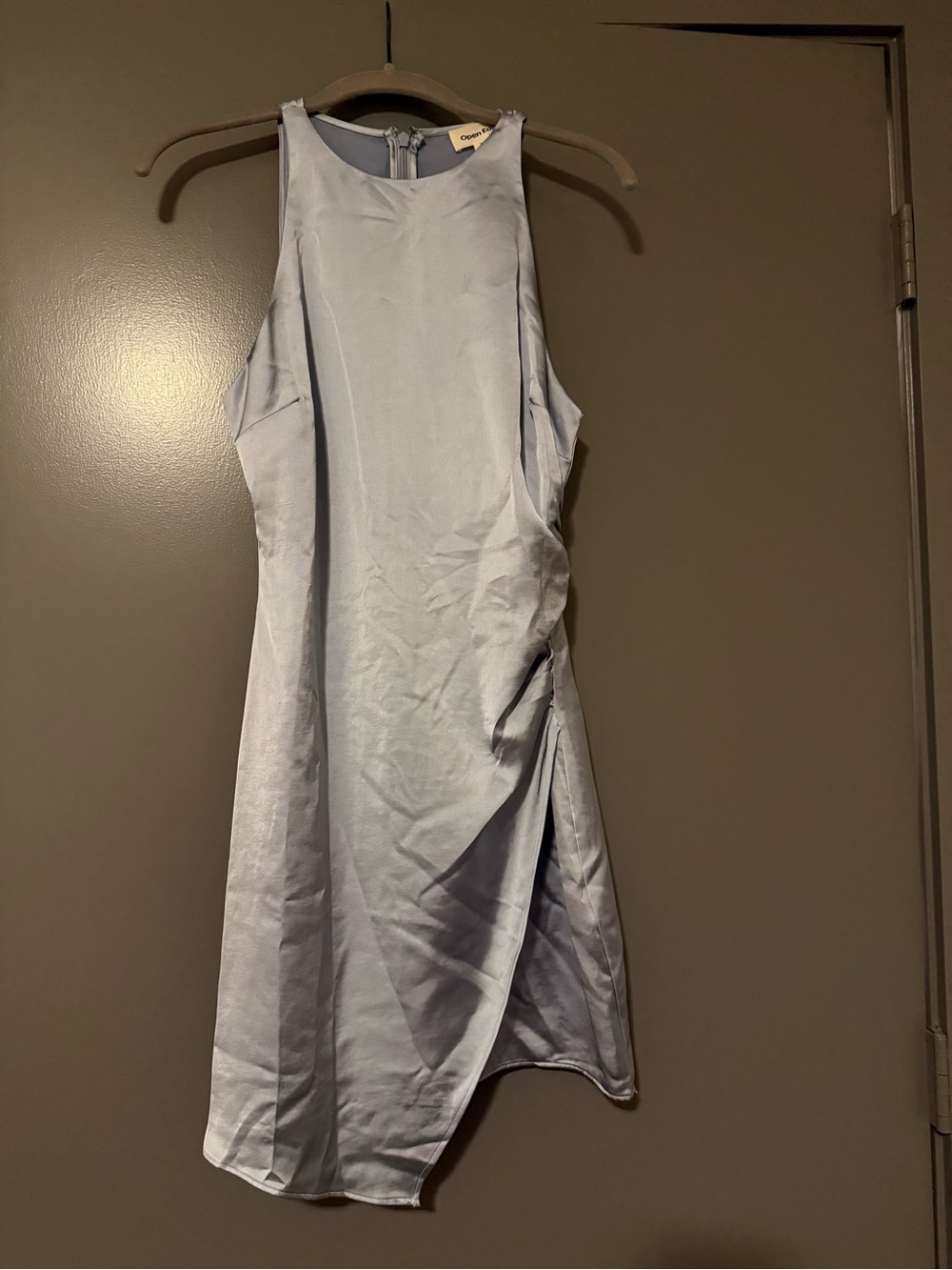Light Blue Satin Dress - Modern Evening Style